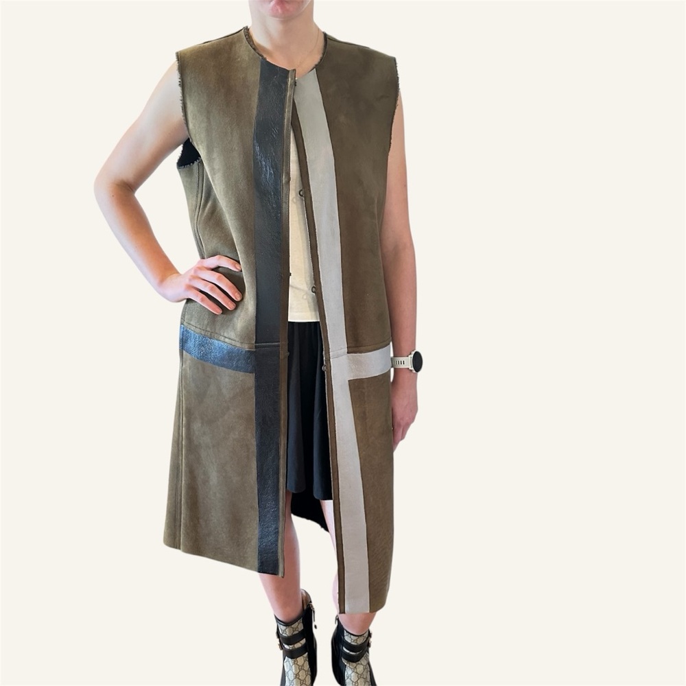 YVES SAINT LAURENT Shearling Vest Coat Long Size 38 IT🌸